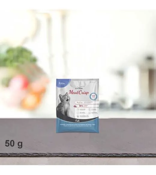 50 g PLATINUM MeatCrisp foderprøve Kitten fish killingemad Kattemad fra PLATINUM som din killing vil elske. For første gang har 50 g PLATINUM MeatCrisp foderprøve Kitten fish killingemad Kattemad fra PLATINUM som din killing vil elske. For første gang har
