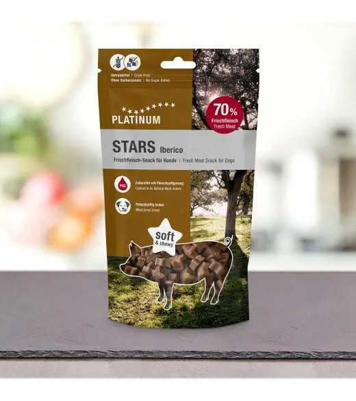 PLATINUM Stars Iberico godbidder 185 gram PLATINUM STARS Iberico er saftige kødfulde godbidder til hunde – perfekte til træning PLATINUM Stars Iberico godbidder 185 gram PLATINUM STARS Iberico er saftige kødfulde godbidder til hunde – perfekte til træning