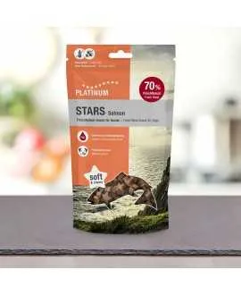 PLATINUM Stars Salmon godbidder 185 gram PLATINUM&nbsp;STARS Salmon er&nbsp;saftige&nbsp;kødfulde godbidder til hunde&nbsp;– perfekte til træning og