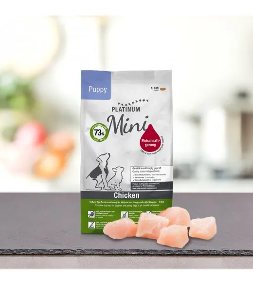 4 x 900 g PLATINUM MINI Puppy Kylling Hvalpefoder PLATINUM MINI Puppy Kylling Hvalpefoder er et sundt komplet koldpresset hvalp 4 x 900 g PLATINUM MINI Puppy Kylling Hvalpefoder PLATINUM MINI Puppy Kylling Hvalpefoder er et sundt komplet koldpresset hvalp