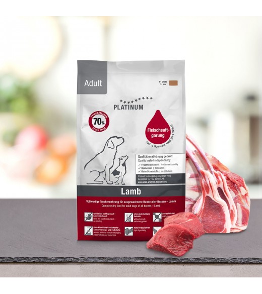3 x 1,5 kg PLATINUM Lam Voksen hundefoder PLATINUM adult lam og ris er et sundt komplet koldpresset hundefoder der sikre din hu 3 x 1,5 kg PLATINUM Lam Voksen hundefoder PLATINUM adult lam og ris er et sundt komplet koldpresset hundefoder der sikre din hu