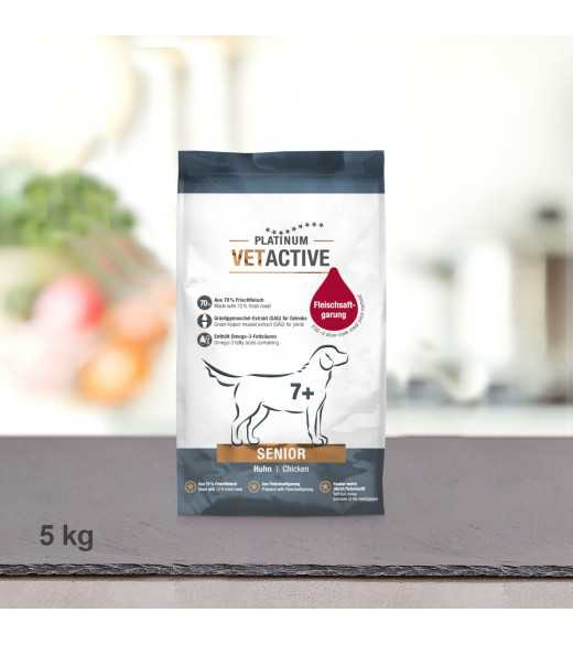 5 kg PLATINUM Vetactive Senior Hundefoder Jo ældre et dyr bliver, jo sværere er det for kroppen at opretholde fysiologiske proce 5 kg PLATINUM Vetactive Senior Hundefoder Jo ældre et dyr bliver, jo sværere er det for kroppen at opretholde fysiologiske proce