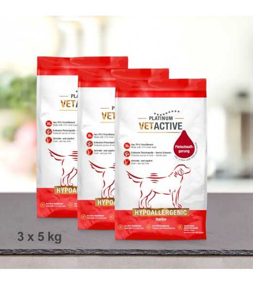 15 kg PLATINUM Vetactive Hypoallergenic Hundefoder Til ernæringsfølsomme hunde Flere og flere hunde lider i dag af foderintolera 15 kg PLATINUM Vetactive Hypoallergenic Hundefoder Til ernæringsfølsomme hunde Flere og flere hunde lider i dag af foderintolera