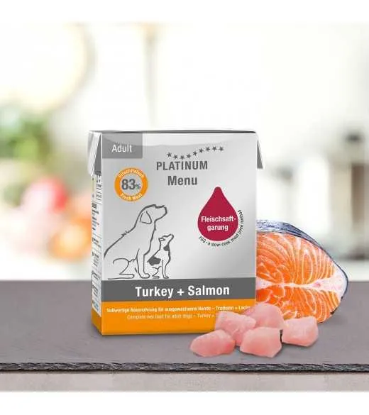 1/1 karton stor PLATINUM Menu Kalkun og Laks 12 x 375 gram 1/1 karton stor PLATINUM Menu Kalkun og Laks 12 x 375 gram