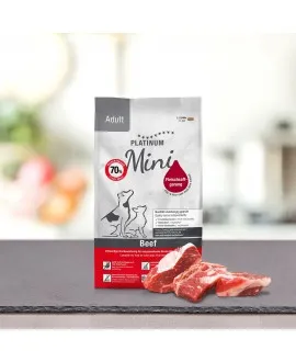 900 g PLATINUM MINI Oksekød voksen hundefoder PLATINUM MINI Adult Hundefoder Oksekød og Kartoffel er et sundt komplet hundefoder