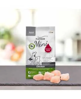 14 x 900 g PLATINUM MINI Kylling voksen Hundefoder PLATINUM MINI Adult&nbsp;Chicken Hundefoder er et sundt komplet koldpresset hunde
