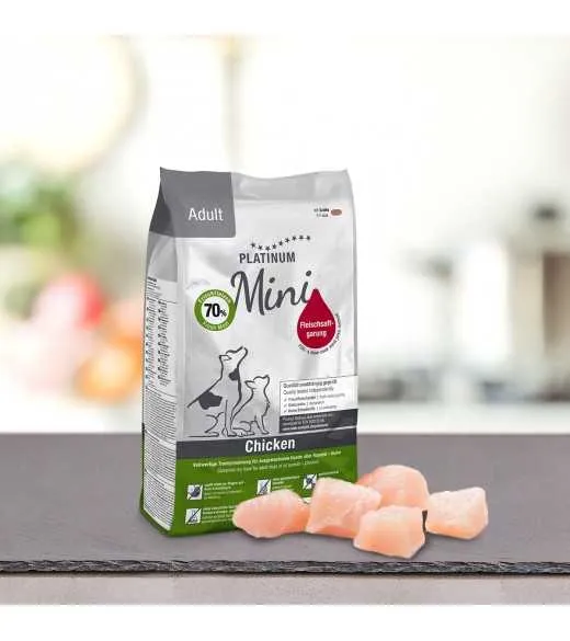 14 x 900 g PLATINUM MINI Kylling voksen Hundefoder PLATINUM MINI Adult Chicken Hundefoder er et sundt komplet koldpresset hunde 14 x 900 g PLATINUM MINI Kylling voksen Hundefoder PLATINUM MINI Adult Chicken Hundefoder er et sundt komplet koldpresset hunde