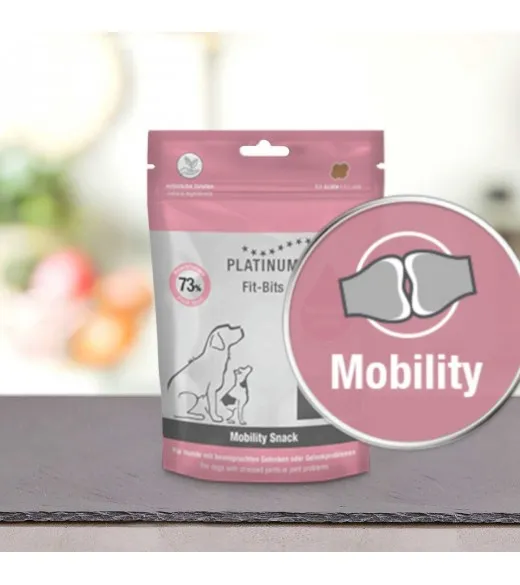 PLATINUM Fit-Bits Mobility 150 g Fit-Bits Mobility er velegnet til hunde med belastede led samt til hunde med sunde led. Det er PLATINUM Fit-Bits Mobility 150 g Fit-Bits Mobility er velegnet til hunde med belastede led samt til hunde med sunde led. Det er