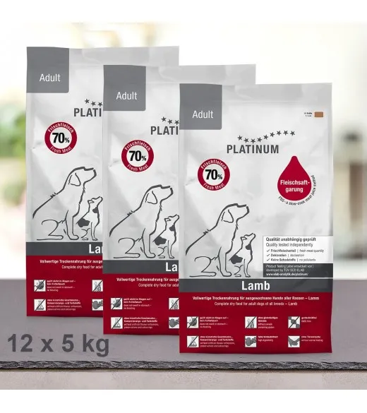 60 kg PLATINUM LAM VOKSEN HUNDEFODER 60 kg PLATINUM LAM VOKSEN HUNDEFODER