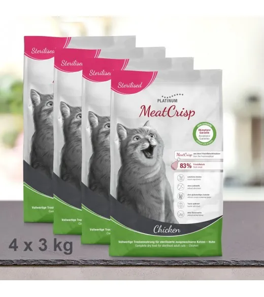 12 kg PLATINUM MeatCrisp Sterilised Chicken kattemad 12 kg PLATINUM MeatCrisp Sterilised Chicken kattemad